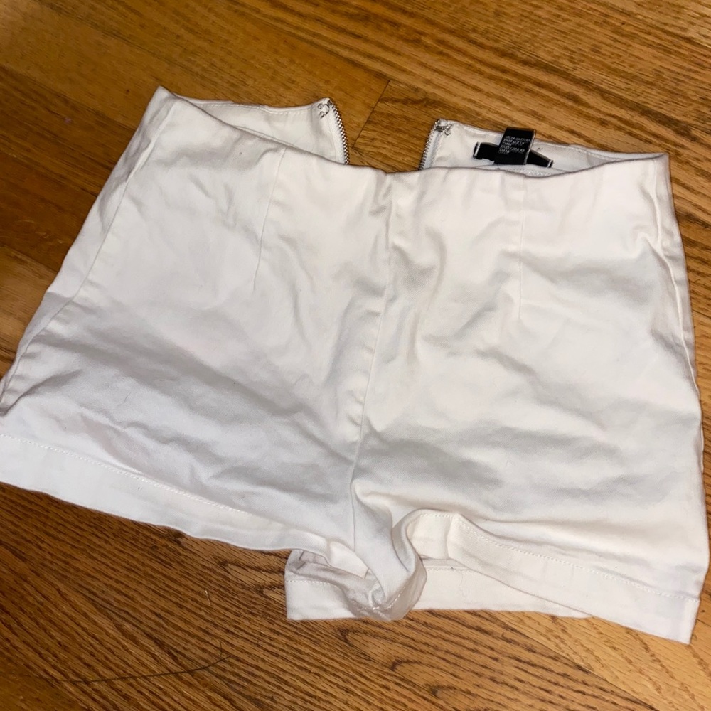 High rise white shorts
